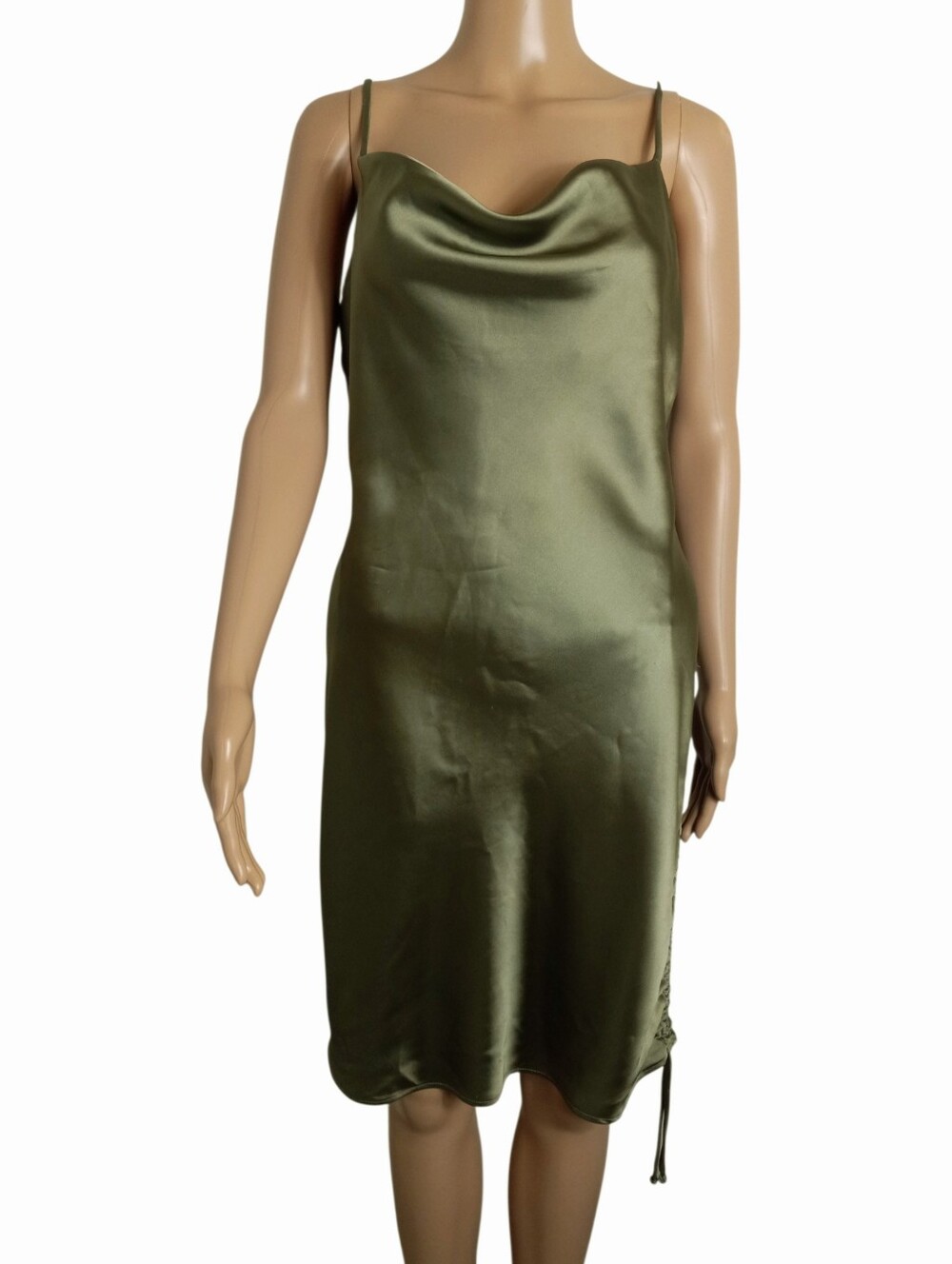 Olive Green Slip Dress Size Medium Adjustable Spaghetti Straps